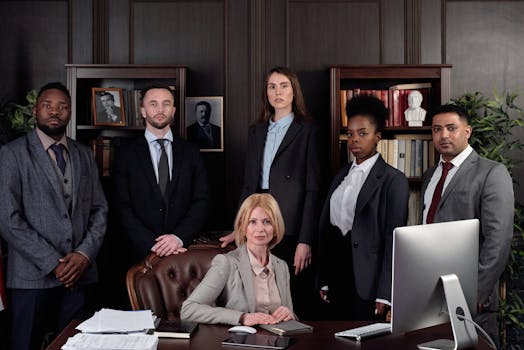 pexels-photo-4427430-4427430 Diverse group of professionals in corporate attire posing confidently in an office environment.